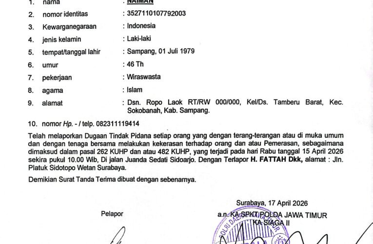 Pengeroyokan Yang Di Lakukan (DC) Resmi Di Laporkan Ke Polda Jatim
