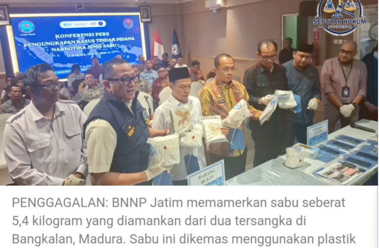 5,4 Kg Sabu Jaringan Malaysia Digagalkan BNNP Jatim