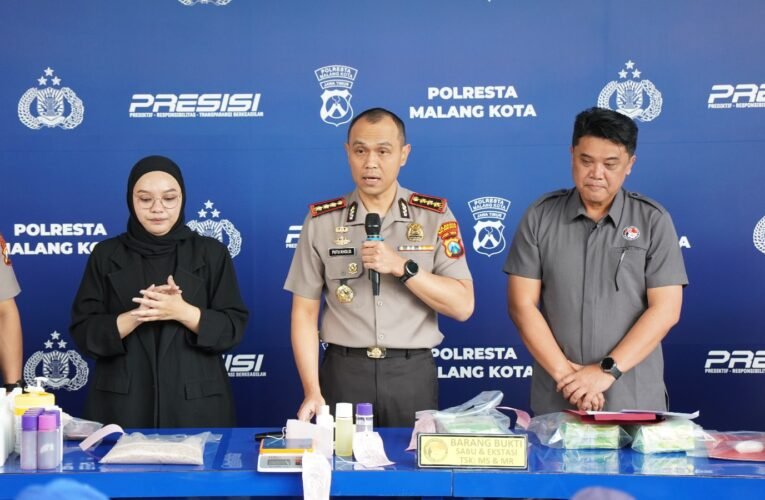 Polresta Malang Kota Amankan Dua Kurir Jaringan Aceh Sita 3,2 Kg Sabu dan 2.480 Butir Ekstasi