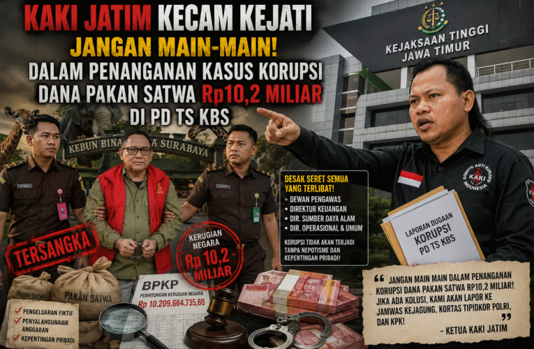 KAKI Jatim Kecam Kejati: Jangan Main-Main, Bongkar Semua Dalang Korupsi Dana Pakan Satwa KBS!